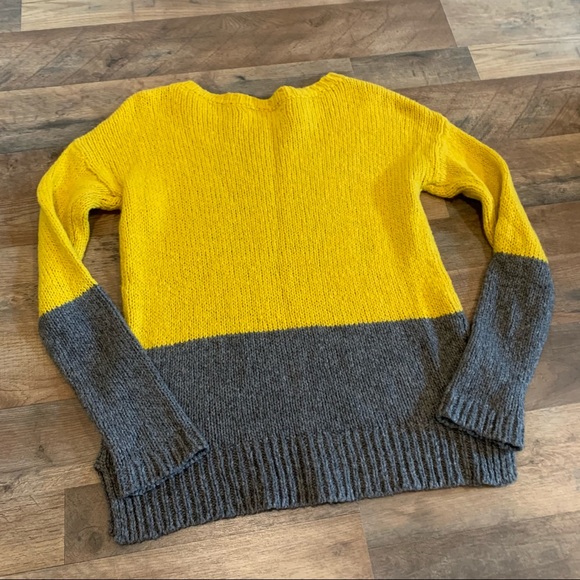 Loft Gray & Yellow Chunky Colorblock Sweater - Picture 6 of 7